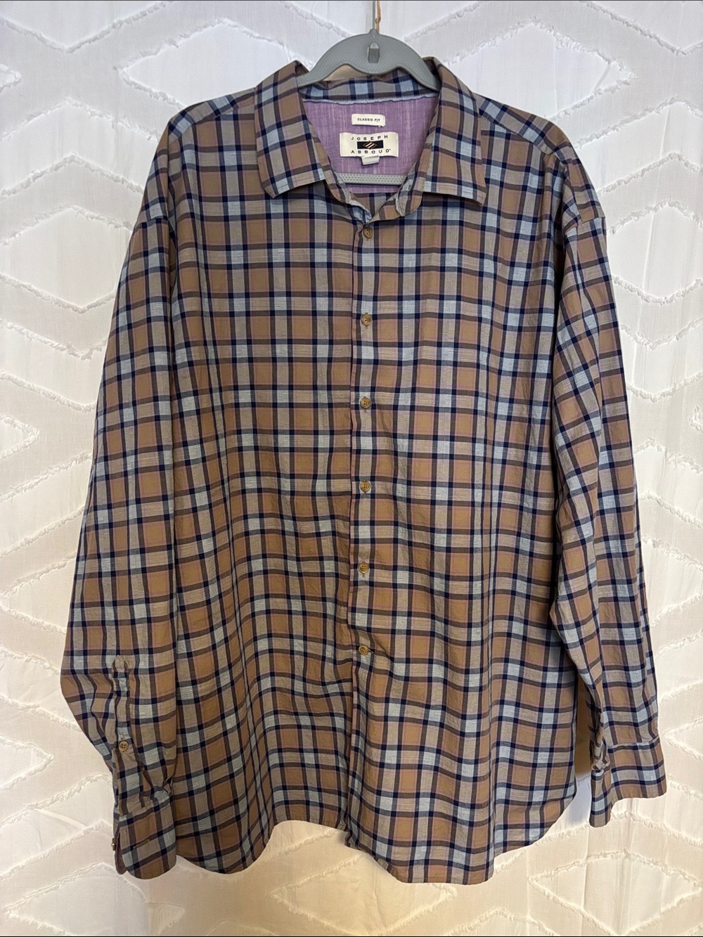 Joseph Abboud Brown and Blue Plaid Button-Down Shirt